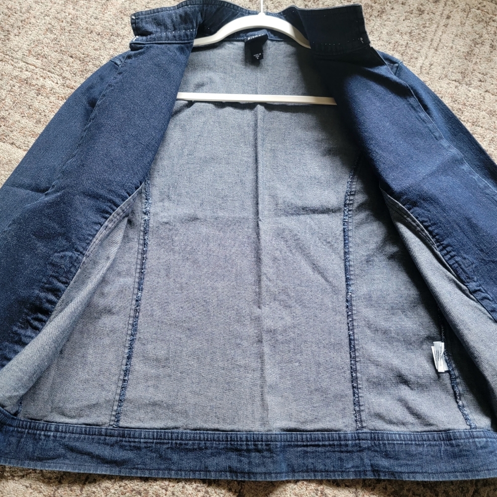 Eileen Fisher Open‎ Front High Collar Soft Denim Jacket Small - Picture 5 of 13